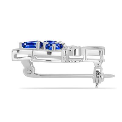 BUY STERLING SILVER BOOCH WITH BLUE SAPPHIRE GEMSTONE 